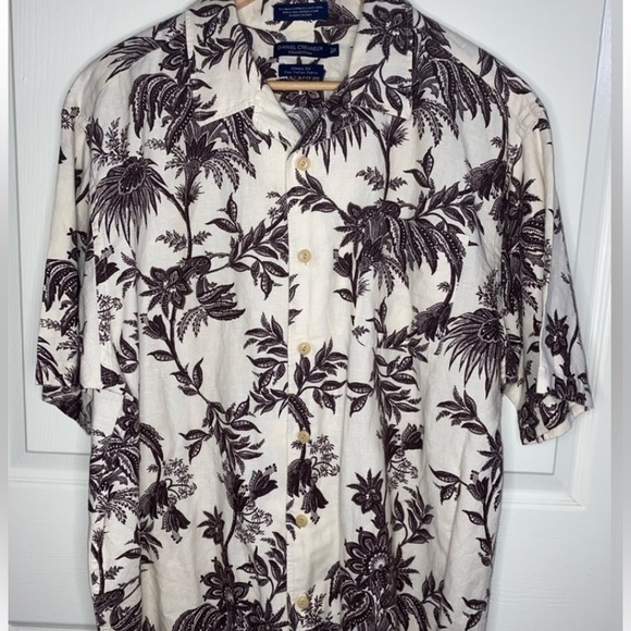 Daniel Cremieux Men’s Brown and White Bohemian Paisley Casual Button Down Shirt - Picture 1 of 7